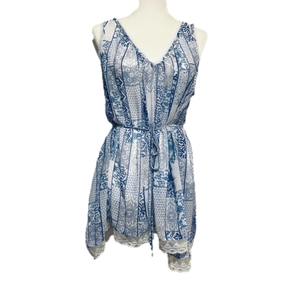 JESSICA Simpson Maternity White & Purple Sheer Sleeveless Top